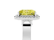 Radiant Cut Halo Engagement Ring Setting for a Fancy Yellow Lab-Grown Diamond | Pavé Panel Shoulders | White Gold
