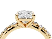 Cushion Cut Graduated Accent Engagement Ring Setting | Scattered Shoulders | Yellow Gold