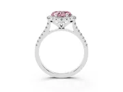 Heart-Shaped Halo Engagement Ring Setting for a Fancy Pink Lab-Grown Diamond | Tapered Band | Platinum