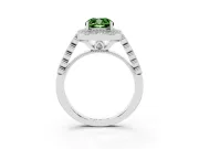 Cushion Cut Graduated Milgrain Halo Engagement Ring Setting for a Fancy Green Lab-Grown Diamond | Platinum