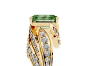 Emerald Cut Bypass Pavé Engagement Ring Setting for a Fancy Green Lab-Grown Diamond | Graduated Pavé | Yellow Gold