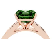 Fancy Green Asscher Cut Diamond Solitaire Ring Set in Rose gold with Channel-Set Band and Prong Setting