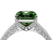 Asscher Cut Hidden Halo Engagement Ring Setting for a Fancy Green Lab-Grown Diamond | Milgrain Pave | Platinum