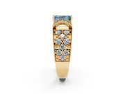 Emerald Cut Vintage Pave Engagement Ring Setting for a Fancy Blue Lab-Grown Diamond | Milgrain Edges | Yellow Gold