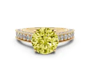 Round Hidden Halo Engagement Ring Setting for a Fancy Yellow Lab-Grown Diamond | Milgrain Pave | Yellow Gold
