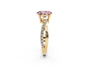 Oval Twist Engagement Ring Setting for a Fancy Pink Lab-Grown Diamond | Crossover Band | Yellow Gold