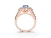 Oval Large Accent Halo Engagement Ring Setting for a Fancy Blue Lab-Grown Diamond | Rose Gold