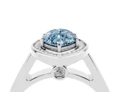 Fancy Blue Marquise Cut Diamond Halo Solitaire Ring Set in Platinum with Pavé Band and Bezel Setting