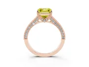 Asscher Cut Hidden Halo Engagement Ring Setting for a Fancy Yellow Lab-Grown Diamond | Milgrain Pave | Rose Gold