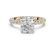 Radiant Cut Hidden Halo Engagement Ring Setting | Yellow Gold