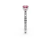 Fancy Pink Cushion Cut Diamond Pavé Band Solitaire Set in Silver with Prong Setting