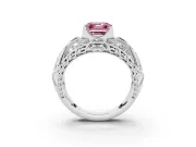 Asscher Cut Art Deco Engagement Ring Setting for a Fancy Pink Lab-Grown Diamond | Sterling Silver