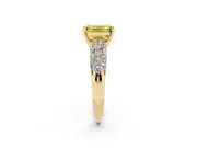 Emerald Cut Close Set Pave Engagement Ring Setting for a Fancy Yellow Lab-Grown Diamond | Multi Row | Yellow Gold