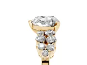 Heart Cut Diamond Cluster Engagement Ring Set in Yellow gold with Pavé Band and Prong Setting