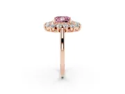 Princess Cut Floral Double Halo Engagement Ring Setting for a Fancy Pink Lab-Grown Diamond | Plain Band | Rose Gold
