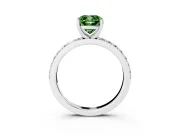 Fancy Green Cushion Cut Diamond Solitaire Set in Platinum with Round Pavé Band and Prong Setting