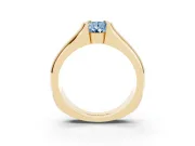 Pear-Shaped Half Bezel Solitaire Engagement Ring Setting for a Fancy Blue Lab-Grown Diamond | Wide Band | Yellow Gold