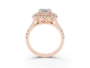 Asscher Cut Halo Split Shank Engagement Ring Setting | Rose Gold