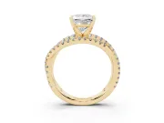 Princess Cut Twisted Pavé Solitaire Engagement Ring Setting | Three-Strand Band | Yellow Gold