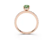 Pear-Shaped Hidden Halo Engagement Ring Setting for a Fancy Green Lab-Grown Diamond | Rose Gold
