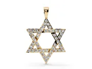 Round Lab-Grown Diamond Pavé Star of David Pendant Necklace | Woven Triangles | Yellow Gold