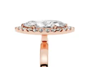 Marquise Thin Halo Engagement Ring Setting | Plain Polished Band | Rose Gold