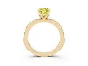 Cushion Cut Vintage Pavé Engagement Ring Setting for a Fancy Yellow Lab-Grown Diamond | Yellow Gold