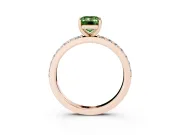 Emerald Cut Pavé Solitaire Engagement Ring Setting for a Fancy Green Lab-Grown Diamond | Single Row Band | Rose Gold