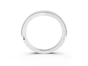 Round Diamond Contour Wedding Band Set in White gold with Milgrain Pavé Setting