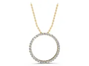 Round Lab-Grown Diamond Wide Eternity Circle Pendant Necklace | Prong Set | Yellow Gold