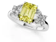 Emerald Cut Floral Engagement Ring Setting for a Fancy Yellow Lab-Grown Diamond | Sterling Silver