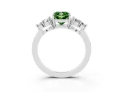 Fancy Green Cushion Cut Diamond Solitaire Ring Set in White gold with Cluster Accents on Each Side