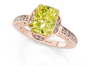 Radiant Cut Floral Pavé Engagement Ring Setting for a Fancy Yellow Lab-Grown Diamond | Rose Gold