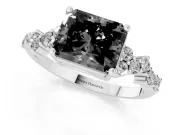 Radiant Cut Scattered Accent Engagement Ring Setting for a Black Center | Sterling Silver