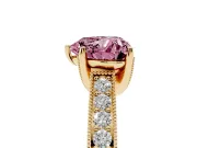Heart-Shaped Hidden Halo Engagement Ring Setting for a Fancy Pink Lab-Grown Diamond | Milgrain Pave | Yellow Gold