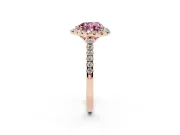 Heart-Shaped Raised Halo Engagement Ring Setting for a Fancy Pink Lab-Grown Diamond | Rose Gold