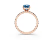 Radiant Cut Pavé Engagement Ring Setting for a Fancy Blue Lab-Grown Diamond | Rose Gold