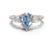 Pear-Shaped 3-Stone Engagement Ring Setting for a Fancy Blue Lab-Grown Diamond | Rose Gold