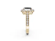 Radiant Cut Vintage Halo Engagement Ring Setting for a Black Center | Yellow Gold