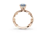 Radiant Cut Vintage Milgrain Engagement Ring Setting for a Fancy Blue Lab-Grown Diamond | Graduated Stations | Rose Gold
