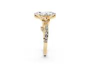 Marquise Cut Diamond Solitaire Leaf-Inspired Ring Set in Yellow gold with Pavé Band and Prong Setting