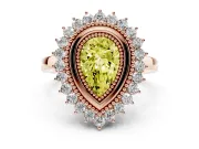 Pear-Shaped Bezel Halo Engagement Ring Setting for a Fancy Yellow Lab-Grown Diamond | Rose Gold