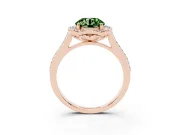 Round Halo Engagement Ring Setting for a Fancy Green Lab-Grown Diamond | Petal Tips | Rose Gold