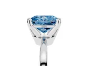 Fancy Blue Radiant Cut Diamond Solitaire Engagement Ring Set in Platinum with Slim Tapered Solitaire Band