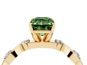 Emerald Cut Ribbon Twist Engagement Ring Setting for a Fancy Green Lab-Grown Diamond | Accented Shoulders | Yellow Gold