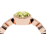 Fancy Yellow Oval Cut Diamond Vintage-Inspired Milgrain Ring Set in Rose gold with Marquise Stations of Round Accents