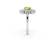 Princess Cut Floral Double Halo Engagement Ring Setting for a Fancy Yellow Lab-Grown Diamond | Plain Band | Platinum