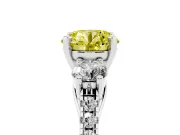 Round Three-Stone Engagement Ring Setting for a Fancy Yellow Lab-Grown Diamond | White Gold