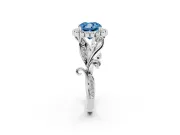 Cushion Cut Leaf Halo Engagement Ring Setting for a Fancy Blue Lab-Grown Diamond | Platinum