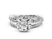 Round Twisted Pavé Solitaire Engagement Ring Setting | Three-Strand Band | White Gold
